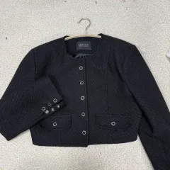 レベシート ブラック ツイード クロップド ジャケット