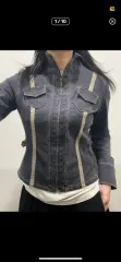 Jpn Chris montez ハイネック サイド シンチバッグ スリムフィット デニムジャケット
