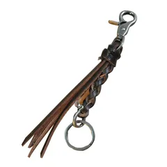 【新品】 [ホワイトファング] キーホルダー タッセル 編み込み キーリング 鍵 レザー おしゃれ レトロ メンズ レディース AZ142(コーヒー) 0
