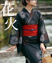 a*y様 セパレート浴衣 線香花火 2部式 兵児帯付き ワンピースタイプ