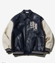 KRHYME DESIGN】PU LEATHER VARSITY JACKET - メルカリ