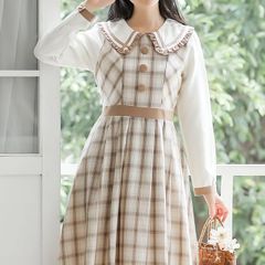 バーバリーブルーレーベル アーガイルニットワンピース サイズ38