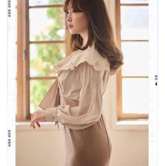 SPORTMAX シルク50％ 優美な長袖フリルブラウス チュニック丈 42 