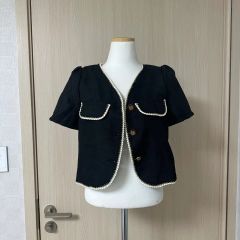アメルジュ】美品 フレンチガーリー ツイード調パフスリーブ半袖 