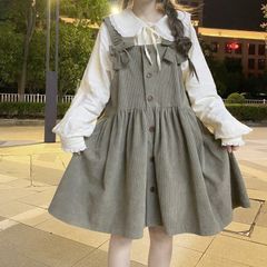 Elie様専用 新品 ロリータ 灰色 ワンピース カチューシャ セット