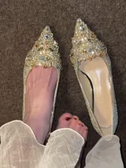 人気商品 キラキラ輝く3cmヒール 結婚式パーティーパンプス