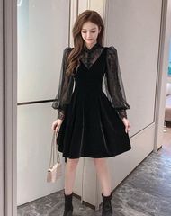 新品未使用 Treat Urself ベロア半袖ロングワンピース フリーサイズ 