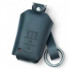 【新品】 [NONINA] 本革 キーケース 日本製 for TOYOTA トヨタ ノア ヴォクシー シエンタ アルファード ヴェルファイア グランエース スマートキー キーカバー (オプション なし, ４ボタン ブラック ランプ窓あり) 0