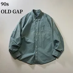 90s OLD GAP　BD　ストライプ　ダイヤ柄　長袖シャツ　ギャップ　ミントグリーン 古着