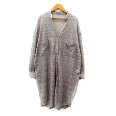 ブージュルード Bou Jeloud シャツワンピース ロング丈 長袖 スリットネック 総レース シースルー M グレー /SY43