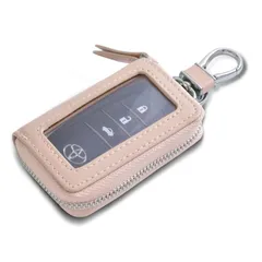 【新品】 [Tonriga] スマートキーケース メンズ 本革 クリア窓 キーホルダー カバー型 レディース 車キーケース 1つ内側ポケット ファション シンプル ピンク 1