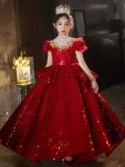 人気商品 新品 気品と輝きを両立した 小さなプリンセスのための赤のドレス