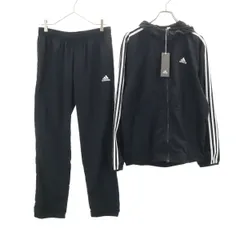 未使用 adidas アディダス トレーニング 長袖 ジップパーカー 上下 セットアップ O ブラック 裏メッシュ メンズ 古着