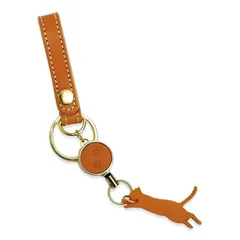 【新品】 [meow cheri] キーホルダー 猫 革 おしゃれ レザー かわいい リール付き 日本製 姫路レザー ギフト 猫好き プレゼント 女性 猫モチーフ 猫デザイン ねこのひ ネコの日 222 catday 猫雑貨 猫グッズ 贈り物 記念日 (ベ 0