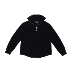 BELIER(ベルリエ) ブラック カシミア ウール ブレンド ハーフ ジップアップ タートルネック ニット