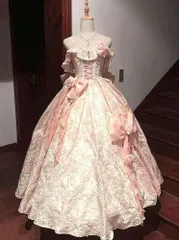 人気商品 新品 メイド風バラリボン編み上げドレス 大きいサイズ ゆったりサイズ