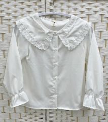 新品 ミキハウス 丸襟 半袖ブラウス 薄手 受験 通塾 130 フォーマル 