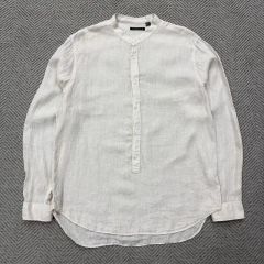 Theory セオリー バンドカラー ポップオーバーブラウス 綿100% 白 S 