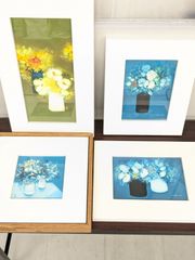 橋本不二子　限定800水彩画3点　木製額縁1点　サイン　エディション番号入り 橋本不二子 限定800水彩画3点 木製額縁1点 サイン エディション番号