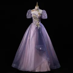 人気商品 カラードレス プリンセスライン ロングドレス ブルー オフショルダー フリル袖 ウェディングドレス 結婚式 二次会 花嫁 前撮り 演奏会 発表会 ステージ衣装 ウエディングドレス パーティードレス ブライダル 大人 舞台 演出 イブニングドレス 11