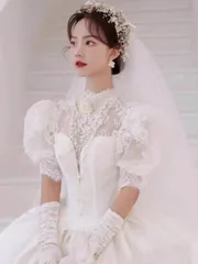 人気商品 新品未使用 華やかウェディングドレス 結婚式 パニエ付き 上品ロング丈
