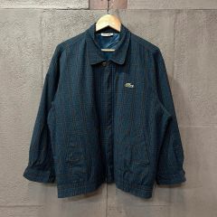 90s チェック スウィングトップ ドリズラー ジャケット ブルゾン 古着 短丈 LACOSTE チェック スイングトップ ドリズラージャケット ネイビー 短丈