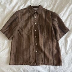 希少90s FENDI 最高級シアーリネン100% 半袖マオカラーシャツ L相当