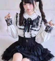 LIZLISA シアーレースリボンスリーブブラウス ブラック - メルカリ