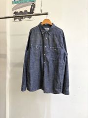 美品 POST O'ALLS シャンブレー シャツ インディゴ 綿麻 L - メルカリ