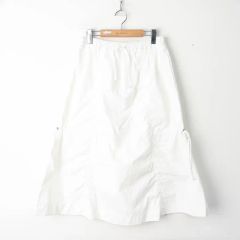 homspunバルキーシーチングダブルポケットギャザースカート白ホワイト