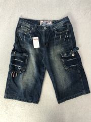 TRUE RELIGION BIG-T デニムカーゴショーツ 32 極太ステッチ - メルカリ