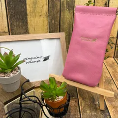 【姫路レザー】バネ口金　小物入れ　メガネ入れ　ペンケース　ピンク　革　本革