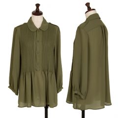 極美品】ジュンヤワタナベ 丸襟ピンタックAラインブラウス フレア 