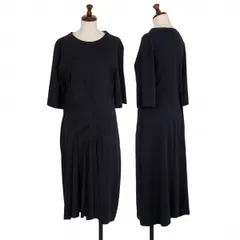 ジルサンダーJIL SANDER タックプリーツコットンストレッチワンピース ネイビー34のサムネイル