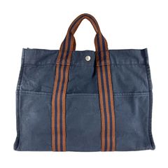HERMES エルメス フールトゥMM キャンバス ハンドバッグ ブラック系