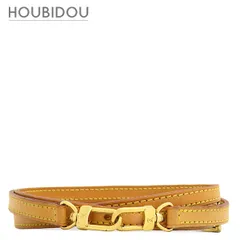 ルイヴィトン LOUIS VUITTON ショルダーストラップ ヌメ革 120cm ヌメ革 ベージュ ゴールド金具 レザー 【中古】