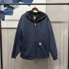 (オーバーサイズ) Carhartt カーハート ヴィンテージ サーマル ネイビー フードジップアップ ジャケットのサムネイル