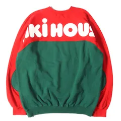 90s - 00s ヴィンテージ古着 | 90s エルボーパッチ付き ブランドロゴ バイカラー クルーネック スウェット / miki HOUSE ミキハウス | レッド グリーン サイズ:L | 90年代 | トップス トレーナー 日本製【メンズ】【中古】