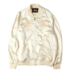STUSSY ステューシー スカジャン パール/アイボリー サイズ:Ｍ | パームツリー / ストックロゴ 刺繍 フルジップ サテン スカジャン (Satin Palm Jacket) | アウター ジャケット 上着 ジャンパー【メンズ】【中古】のサムネイル