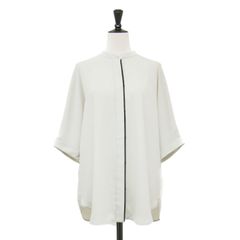 アイシービー iCB】バックサテン 長袖 ブラウス 柄 とろみ 黒 比翼 