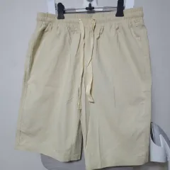 ベージュ色 コットン リネン ハーフパンツ 34
