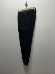 34 ザラ マン メンズ ブラック コットン ジョガーパンツ カーゴ ズボン パンツ XL