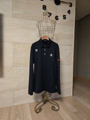 パーリーゲイツポロシャツサイズ5 PEARLY GATES ネイビー ロゴ日本製