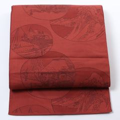 夏帯 美品 名古屋帯 絽 長尺 風景 夏物 正絹 n057 - メルカリ
