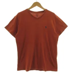 ポロ ラルフローレン POLO RALPH LAUREN Tシャツ Vネック ポニー刺繍 半袖 コットン ブラウン 茶 S