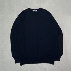 ATON エイトン ウール 和紙 クルーネックセーター ブラック 黒 04 M