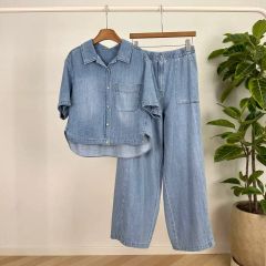 ayane ༶ 麻混デニムジャケット × バレルレッグパンツ - メルカリ
