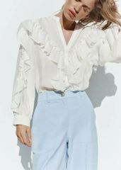 ZARA】ザラ LIMITED EDITION フリルレースシャツ Sサイズ - メルカリ