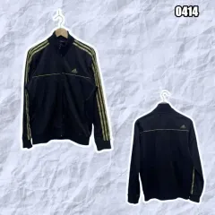 L アディダス ブラック GOLD 3本線 トラックジャージ フルジップアップ ジャージ