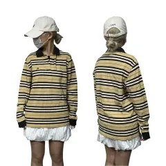 バーバリー ベージュ ロンドン ボーダー柄 カラーTシャツ ロングスリーブ 長袖Tシャツ M